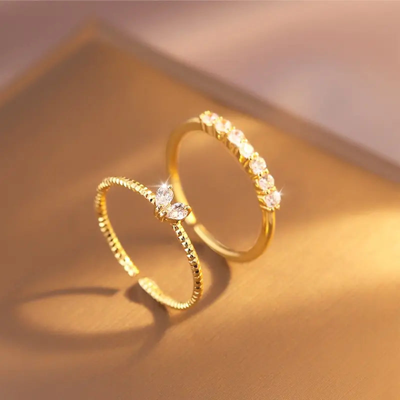 Crystal Gold Rings